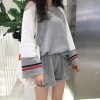 5233 chic open fork long sleeve Tee with bar buckle shorts