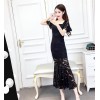 9173 fashion ladies temperament trumpet sleeves fish tail dress