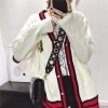1022# Korean Academy bee embroidery cardigan sweater pearl buckle V collar knitted cardigan