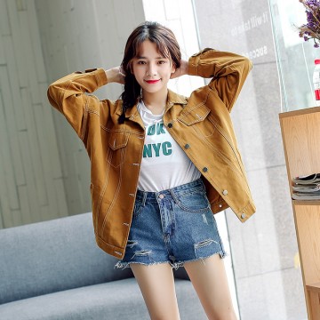 908 autumn lines decoration loose denim jacket