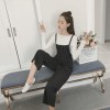 839 elastic waist temperament suspender wide leg pants