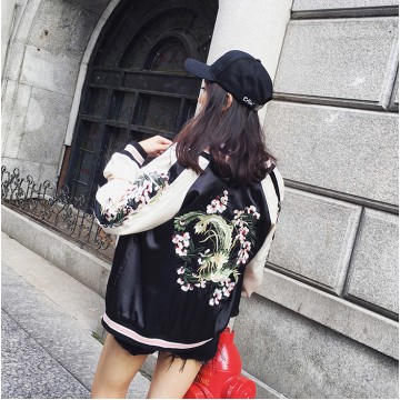 6160 Embroidery Double-sided wear baseball Harajuku long sleeve jacket