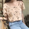 2186 Korea chic wave point button short sleeve T-shirt