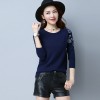 1879 autumn new round neck collar embroidery knitting shirt