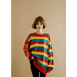 1065 # Rainbow letters print Korean fashion sweater