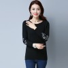 1877 autumn and winter embroidery flowers long-sleeved sweater