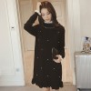 1670 plus size pearls round neck knitting sweater dress