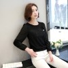 2017 new Korean version of the loose waist thin section lace chiffon bottoming shirt women long sleeve T shirt 8028