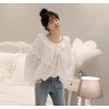 Spot new spring fresh and beautiful lace sweet solid round neck hollow jacket 6292