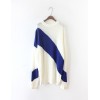 8374 oblique stripes splicing slits loose sweater