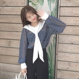 562 Korean fall girl feel the navy collor sunscreen shirt