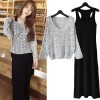 8068 women's bat sleeves V-neck sweater with vest dress