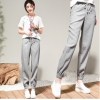 6318 Ice silk cotton and linen tie pants 