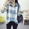 5010 autumn new Korean style plaid long sleeves loose joker shirt