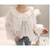 6292 fresh and beautiful lace sweet round neck hollow shirt