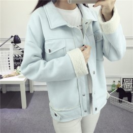 1859  lapel long sleeve warm cotton lamb wool jacket