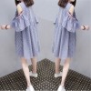 5818 European station summer new strapless loose skirt fashion embroidery stripes dress