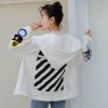 828 Korean fashion embroidery stickers white denim jacket