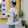 828 Korean fashion embroidery stickers white denim jacket