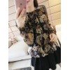 613 Korean women's long sleeve printed chiffon shirt