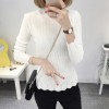 8078 semi-high collar wave hem sweater