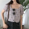 Real shot Korea chic wind wave point button cardigan short-sleeved vest T-shirt color 2186 #