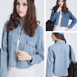 6215 autumn and winter Korea washed retro bat sleeve denim jacket