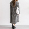 622 Spot Plaid Drawstring Belt Hooded Long Shirt