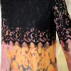 150 loose lace splicing printed dress