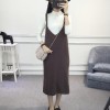 8011 # 2017 autumn new Korean women's V-neck woolen dress dress loose large size sweater knitted skirt