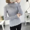 8078 semi-high collar wave hem sweater