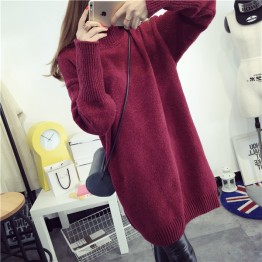 619 high-necked long loose thick sweater