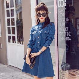 5559 spring and autumn Korean women long sleeves casual fashion joker denim dress