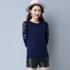5209 autumn and winter embroidery long sleeve short backing sweater