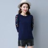 1878 autumn and winter embroidery long sleeve short backing sweater