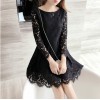 Autumn Korean fashion Slim red temperament long-sleeved lace A word dress skirt skirt poncho skirt