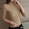 2922 autumn and winter lace semi-high collar vertical stripes elastic sweater