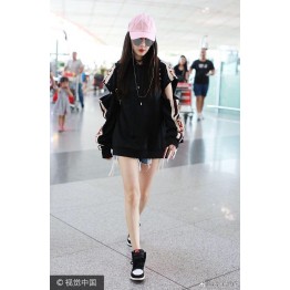 8219 street shoot black hole loose long sleeve hooded sweatshirt