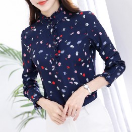 928 # chiffon shirt long sleeves 2017 autumn Korean women lace collar collar slimshirt