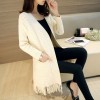 7802 Autumn new tassel hem knitted cardigan sweater