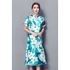 3551 Chinese style stand collar loose large dress printing improved cheongsam