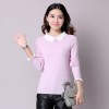 8066 sweet lace sleeves solid color lapel sweater