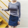 2017 early autumn new Korean fashion self-cultivation stripe trumpet sleeves women's sweater