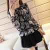 613 Korean women's long sleeve printed chiffon shirt