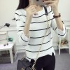 8973 # Autumn new women's self-cultivation striped long-sleeved sets of knit sweaters sweater blouse