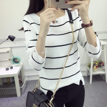 8973 stripes long sleeve knit sweater