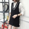 8098 # autumn and winter Korean sweater knitted harness vest skirt long V neck bottom dress