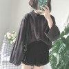 3350 retro twist large sleeves loose lazy half-high collar sweater 