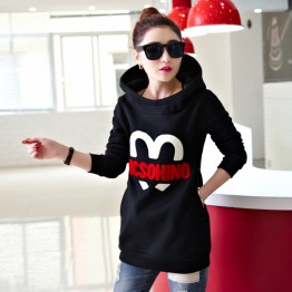 5339 thicken fleece long hooded sweatshirt