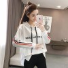 6089 hooded casual fall long sleeves wide open sweatshirt